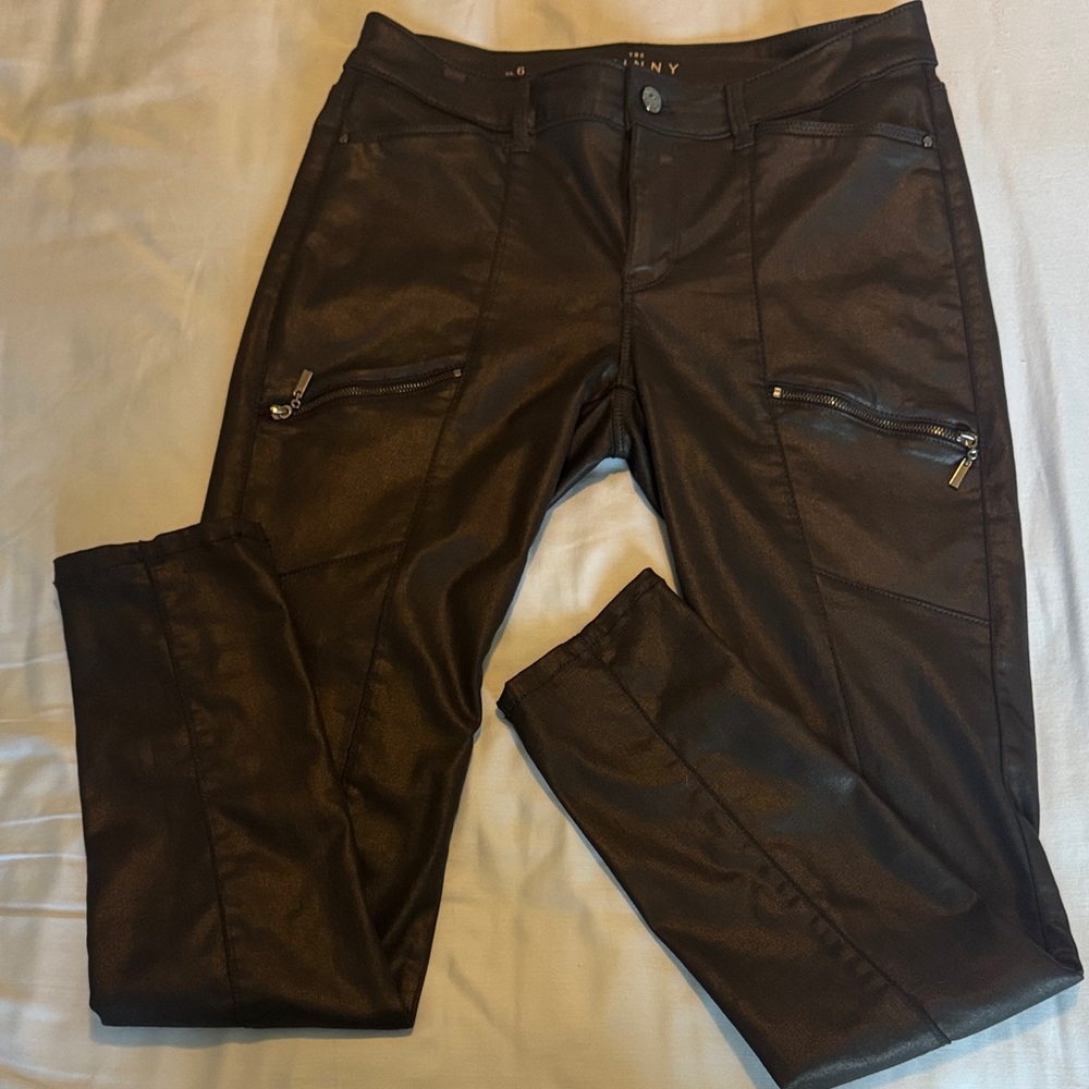 White House Black Market The Skinny Coated Moto Pants with Zipper Details